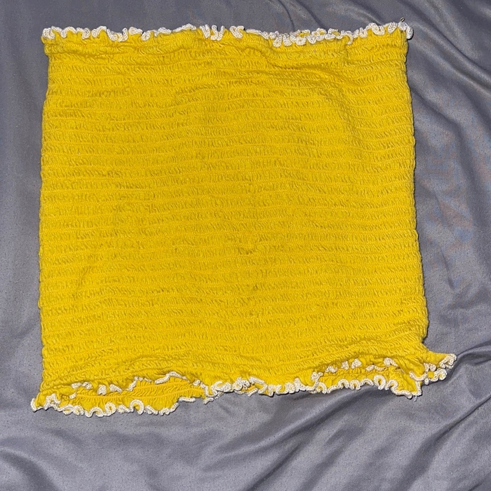Yellow halter top.